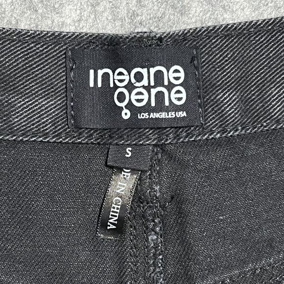 INSANE GENE CROSSOVER High Waist Jeans Shorts Women's S Black Distressed - Picture 4 of 17